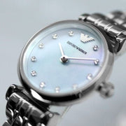 Emporio Armani Gianni Blue Dial Silver Steel Strap Watch For Women - AR1961