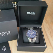 Hugo Boss Rafale Chronograph Blue Dial Silver Steel Strap Watch for Men - 1513510