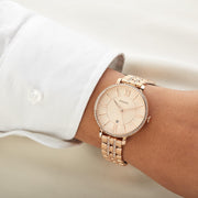 Fossil Jacqueline Rose Gold Dial Rose Gold Steel Strap Watch for Women - ES3546