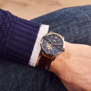 Fossil Townsman Automatic Blue Dial Brown Leather Strap Watch for Men - ME3110