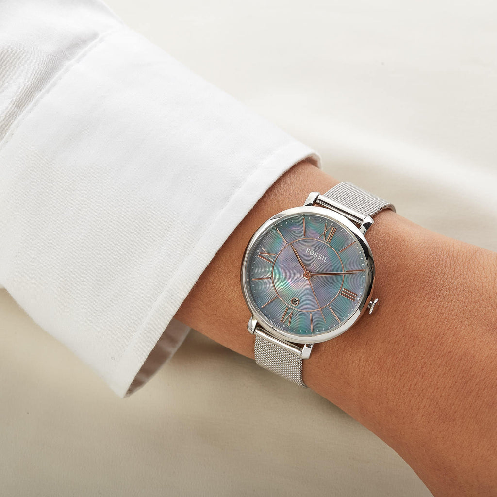 FOSSIL 時計 Fossil Jacqueline Mother of Pearl Blue Dial Silver Mesh Strap