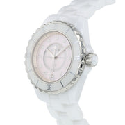 Chanel J12 Quartz Diamonds Pink Dial White Steel Strap Watch for Women - J12 H5513