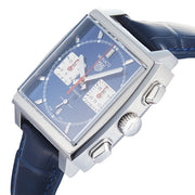 Tag Heuer Monaco Automatic Chronograph Blue Dial Blue Leather Strap Watch for Men - CBL2111.FC6453