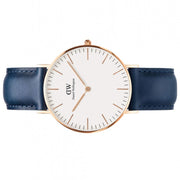 Daniel Wellington Classic Somerset White Dial Blue Leather Strap Watch For Women - DW00100123