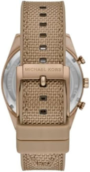 Michael Kors Warren Chronograph Beige Dial Beige Nylon Strap Watch for Men - MK9145