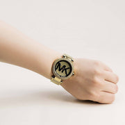 Michael Kors Parker Diamonds Gold Dial Gold Steel Strap Watch for Women - MK5784