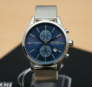 Hugo Boss Jet Chronograph Blue Dial Silver Mesh Bracelet Watch for Men - 1513441