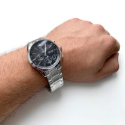 Hugo Boss Grand Prix Chronograph Black Dial Silver Steel Strap Watch for Men - 1513477