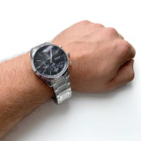 Hugo Boss Grand Prix Chronograph Black Dial Silver Steel Strap Watch for Men - 1513477