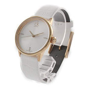 Calvin Klein Accent White Dial White Leather Strap Watch for Women - K2Y2Y6KW