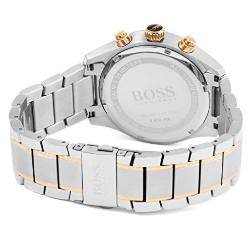 Hugo Boss Grand Prix Chronograph Black Dial Two Tone Steel Strap