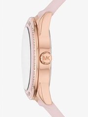 Michael Kors Quartz Pink Dial Pink Silicone Strap Watch For Women - MK6946