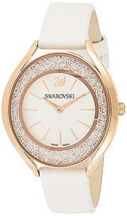 Swarovski Crystalline Aura Silver Dial White Leather Strap Watch for Women - 5519453