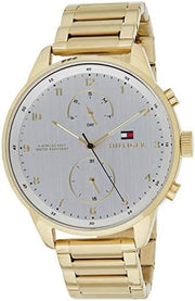 Tommy Hilfiger Chase Quartz White Dial Gold Steel Strap Watch for Men - 1791576