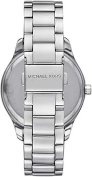 Michael Kors Layton Three Hand Pink Dial Silver Steel Strap Watch For Women - MK7298