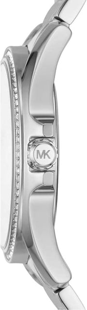 Michael Kors Kacie Three Hand Pink Dial Silver Steel Strap Watch for Women - MK6929