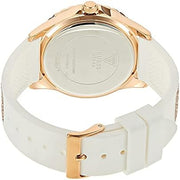 Guess Swirl Quartz Silver Dial White Rubber Strap Watch For Women - W1096l2