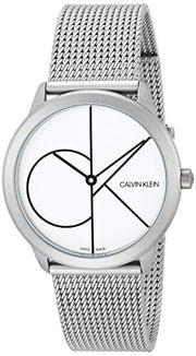 Calvin Klein Minimal White Dial Silver Mesh Bracelet Watch for Women - K3M5215X