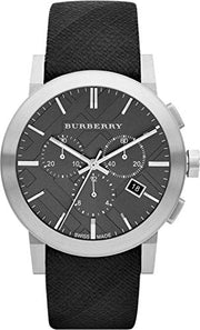 Burberry The City Grey Dial Black Leather Strap Watch for Men - BU9359