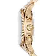 Michael Kors Lexington Chronograph Blue Dial Gold Steel Strap Watch For Women - MK6206