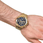 Hugo Boss Ikon Chronograph Blue Dial Gold Steel Strap Watch for Men - 1513340