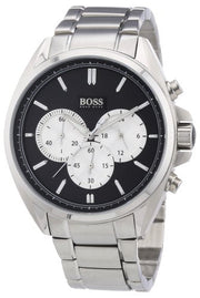 Hugo Boss Driver Chronograph Black Dial Silver Steel Strap Watch for Men - 1512883