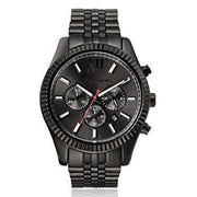 Michael Kors Lexington Chronograph Black Dial Black Steel Strap Watch for Men - MK8320