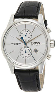 Hugo Boss Jet Chronograph White Dial Black Leather Strap Watch for Men - 1513282