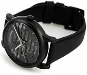 Emporio Armani Meccanico Quartz Black Dial Black Leather Strap Watch For Men - AR60032