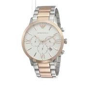 Emporio Armani Giovanni Chronograph Quartz White Dial Two Tone Steel Strap Watch For Men - AR11209