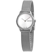 Calvin Klein Minimal White Dial Silver Mesh Bracelet Watch for Women - K3M231Y6