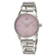 Calvin Klein Stately Pink Mother of Pearl Dial Silver Steel Strap Watch for Women - K3G2312E