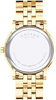 Movado Museum Classic Quartz Black Dial Gold Steel Strap Watch for Men - 0607203