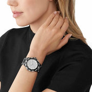 Michael Kors Raquel Three Hand Silver Dial Black Steel Strap Watch For Women - MK4692