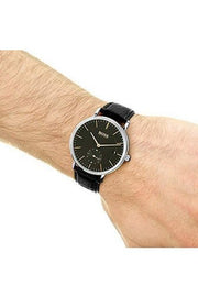 Hugo Boss Corporal Black Dial Black Leather Strap Watch for Men - 1513638