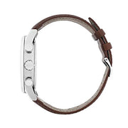Hugo Boss Navigator Chronograph White Dial Brown Leather Strap Watch for Men - 1513495