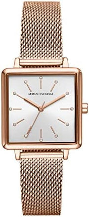Armani Exchange Lola Quartz Silver Dial Rose Gold Mesh Strap Watch For Women - AX5802