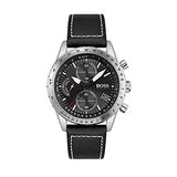 Hugo Boss Pilot Edition Chronograph Black Dial Black Leather Strap Watch for Men - 1513853