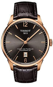 Tissot T Classic Chemin Des Tourelles Powermatic 80 Brown Dial Brown Leather Strap Watch for Men - T099.407.36.447.00