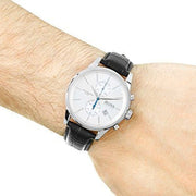 Hugo Boss Jet Chronograph White Dial Black Leather Strap Watch for Men - 1513282