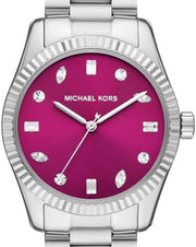 Michael Kors Lexington Three-Hand Pink Dial Silver Steel Strap Watch For Women - MK7443
