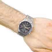 Hugo Boss Grand Prix Chronograph Black Dial Two Tone Steel Strap Watch for Men - 1513473