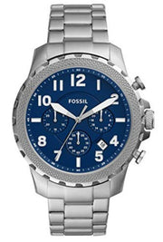 Fossil Bowman Chronograph Blue Dial Silver Steel Strap Watch for Men - FS5604