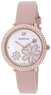 Swarovski Crystal Frost White Dial Pink Leather Strap Watch for Women - 5519223