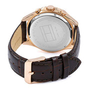 Tommy Hilfiger Luke Quartz White Dial Brown Leather Strap Watch for Men - 1791118