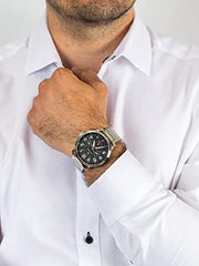 Tommy Hilfiger Briggs Chronograph Black Dial Silver Steel Strap Watch for Men - 1791422