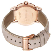 Burberry The City Beige Dial Beige Leather Strap Watch for Women - BU9109