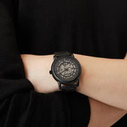 Emporio Armani Meccanico Skeleton Black Dial Black Steel Strap Watch For Men - AR60045