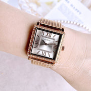 Guess Highline Off White Dial Rose Gold Stainless Steel Mesh Strap Watch For Women - W0826L3