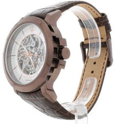 Maserati Ingegno Automatic Skeleton White Dial Brown Leather Strap Watch For Men - R8821119003